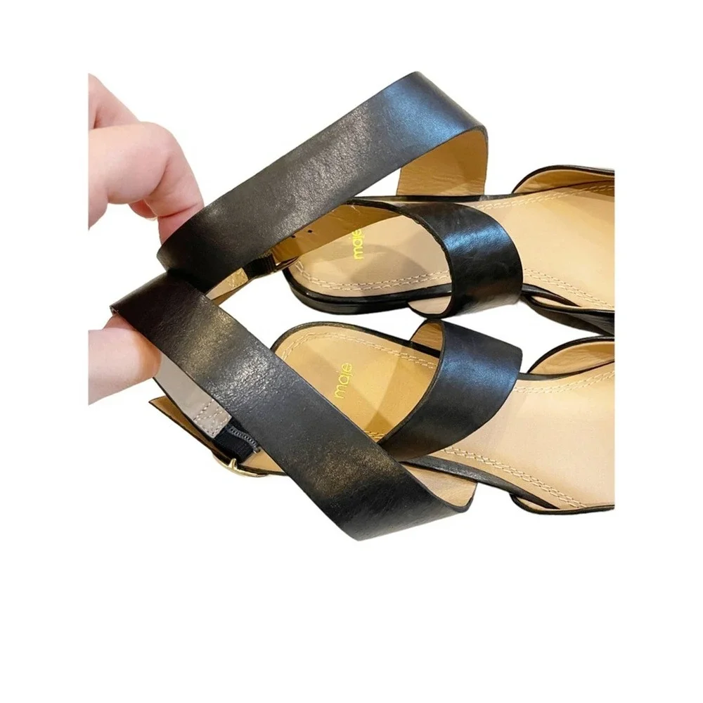 Maje Fimea Black Leather Pointed Toe Flats with Ankle Straps Size EU 38 US 8 - Picture 7 of 12